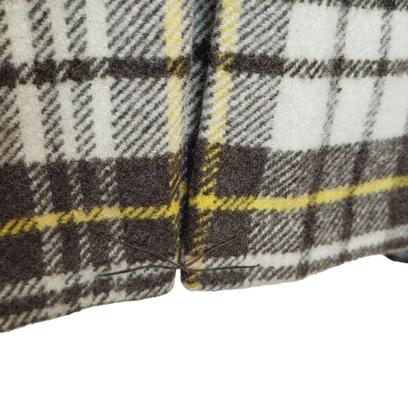 Charter Club Y2K Brown Plaid Wool Blend Short Swing Pea Coat Raglan Sleeves Sz L - Picture 10 of 15